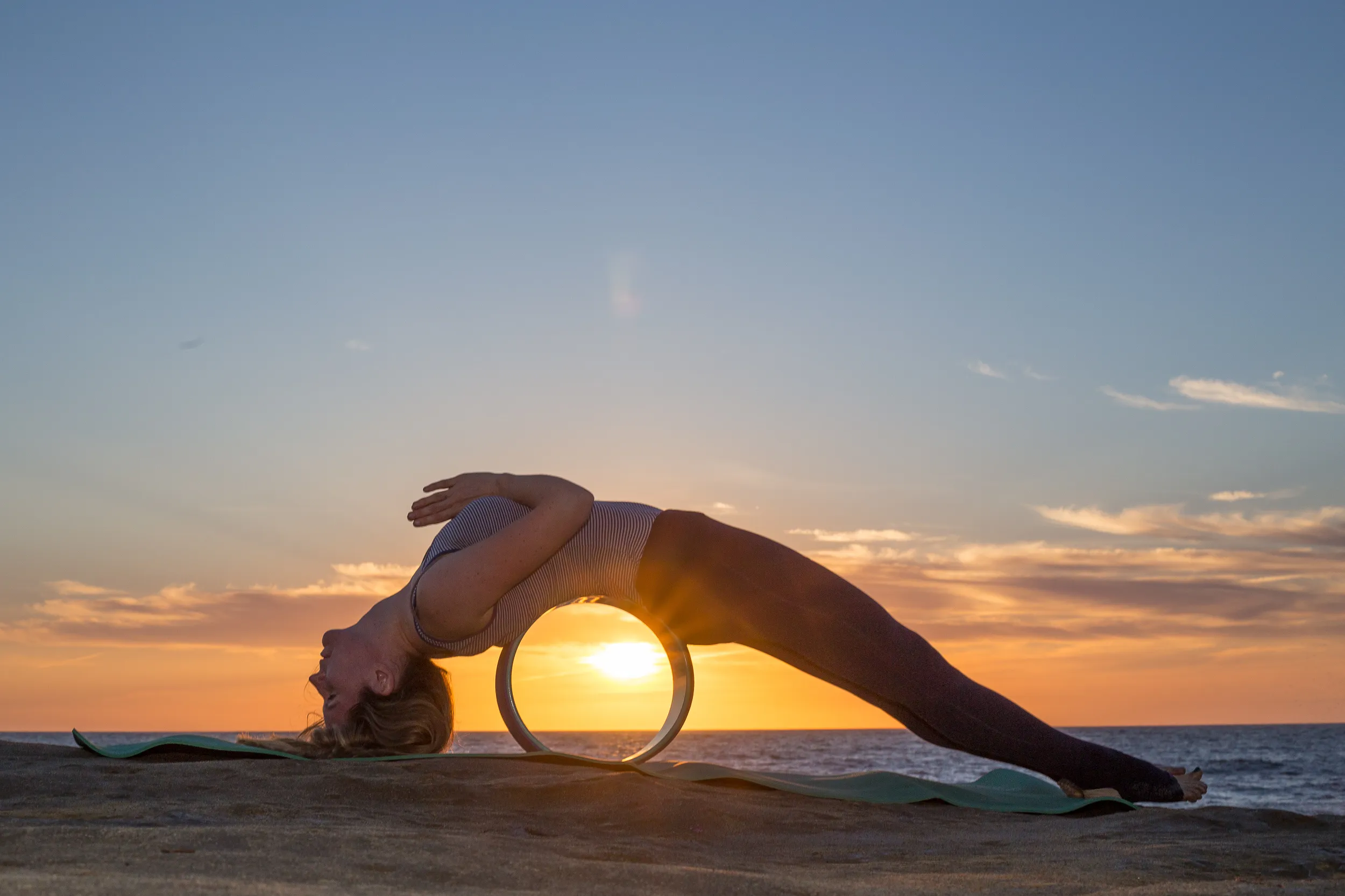 Yoga practice at sunset
