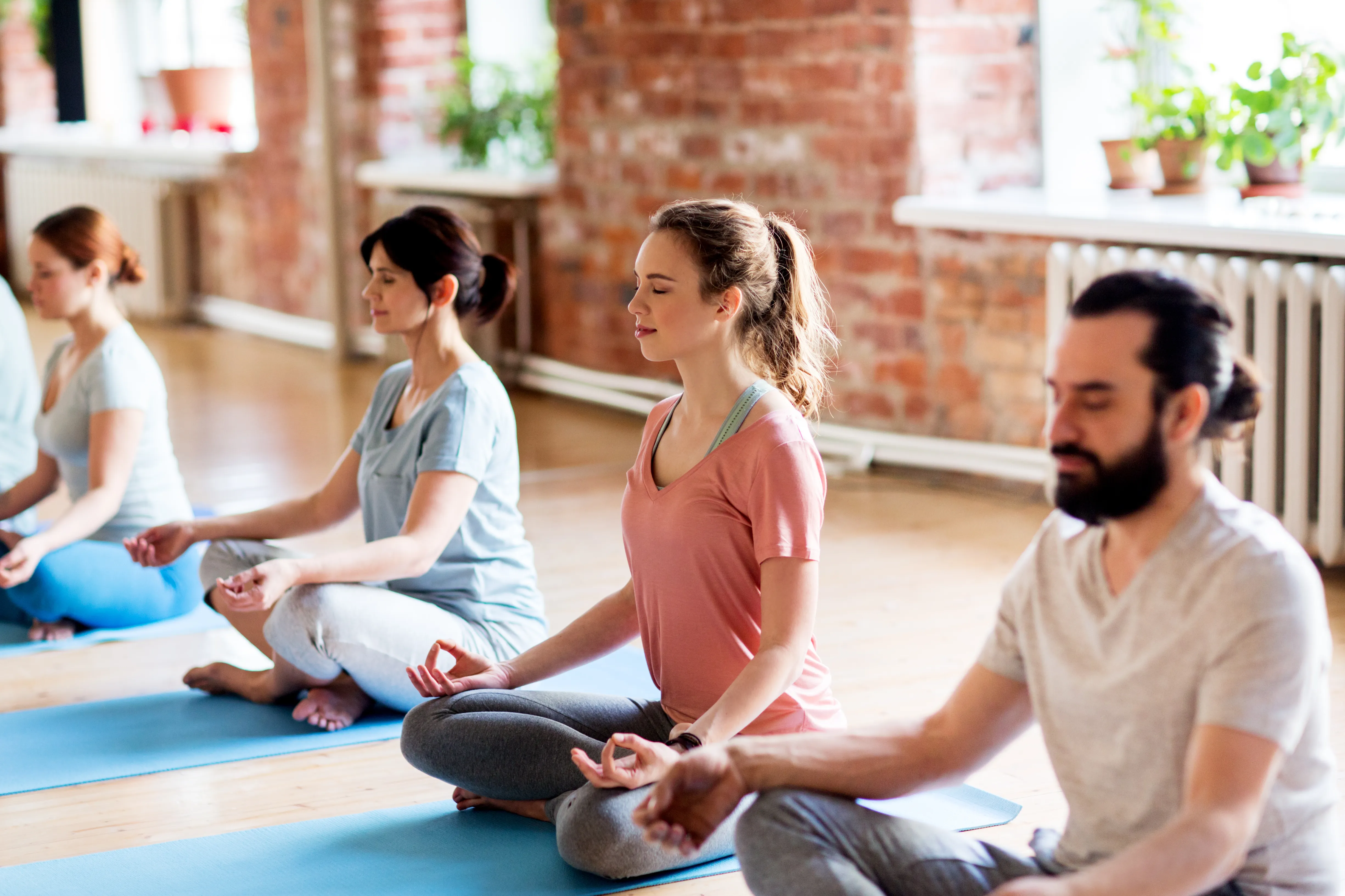 Community yoga practice at FlowHaus