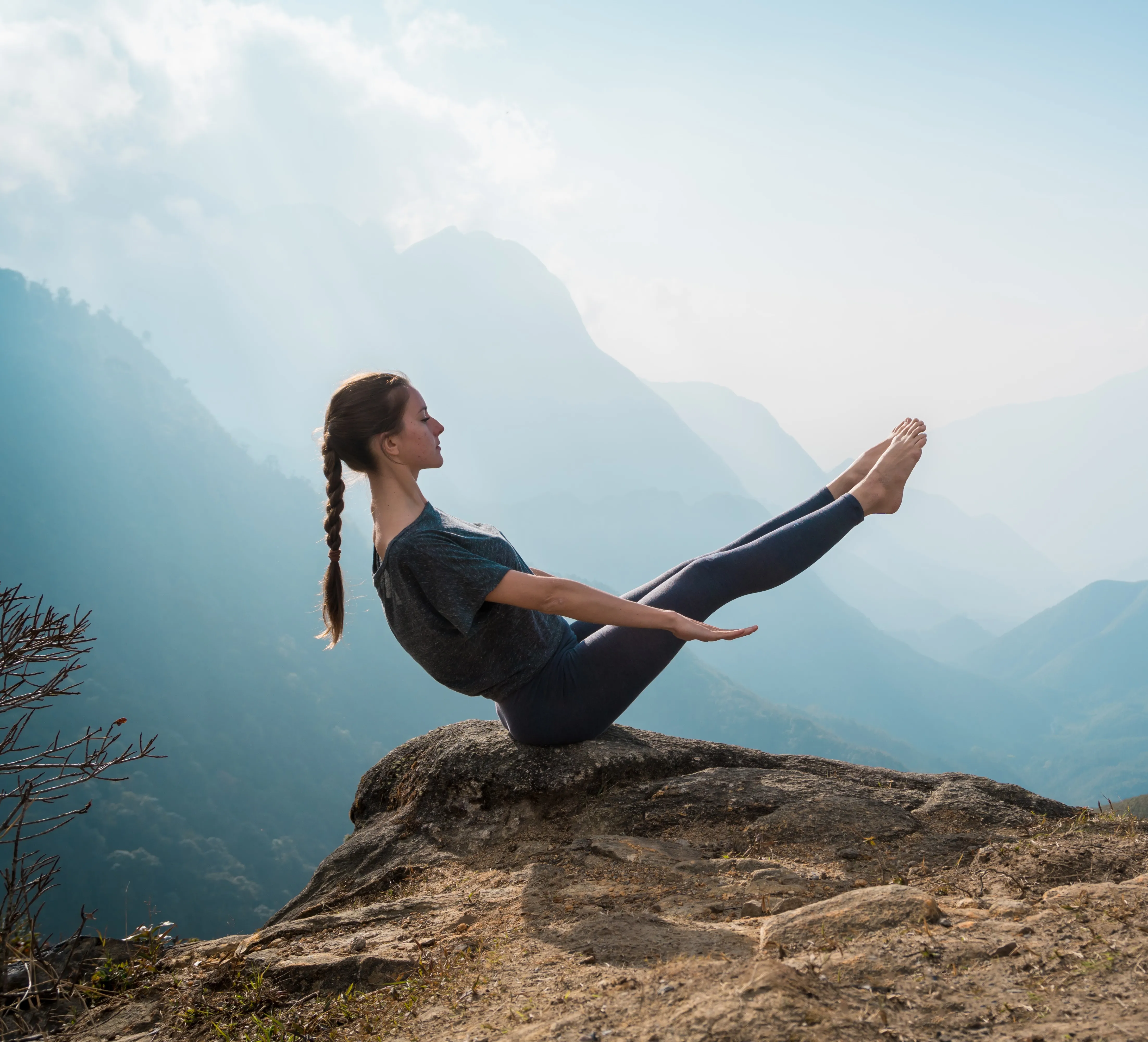 Pilates practice in the California mountains